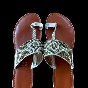 Beautiful Indian beaded sandals in gold
